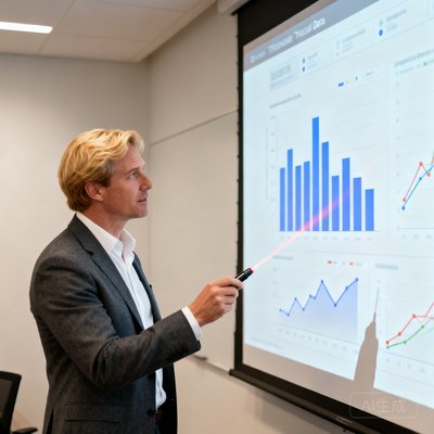 马克·罗德里格斯，数据分析总监，金发碧眼，正在讲解战术数据